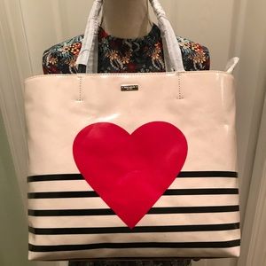 Kate Spade Yours Truly Heart Stripe Tote handbag